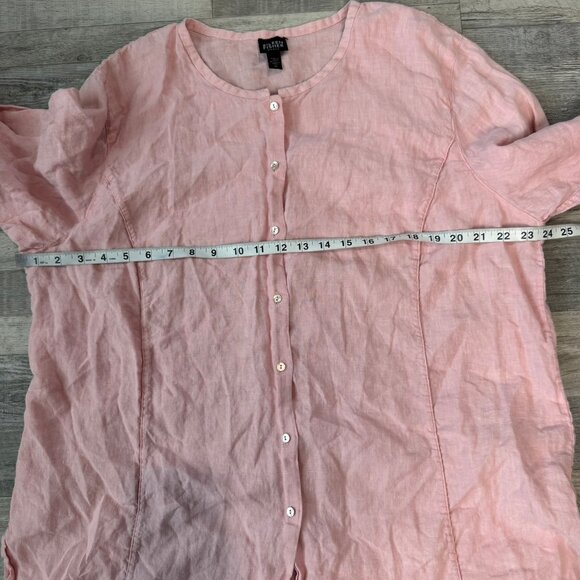 Eileen Fisher pink 100% linen 3/4 sleeve button down tunic size 2X L26 - Picture 5 of 7